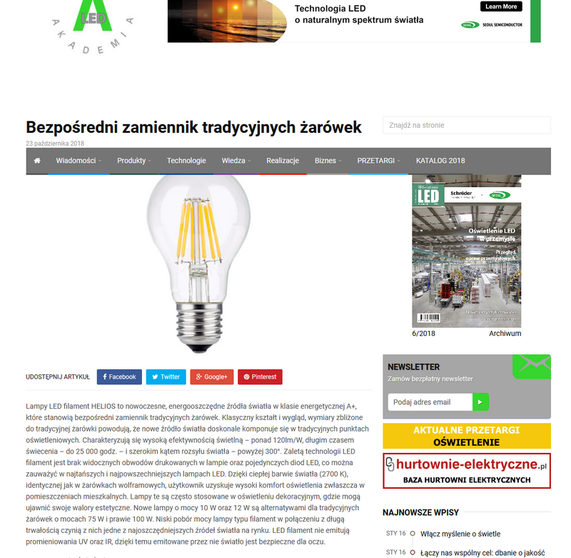 Bezpośredni zamiennik tradycyjnych żarówek