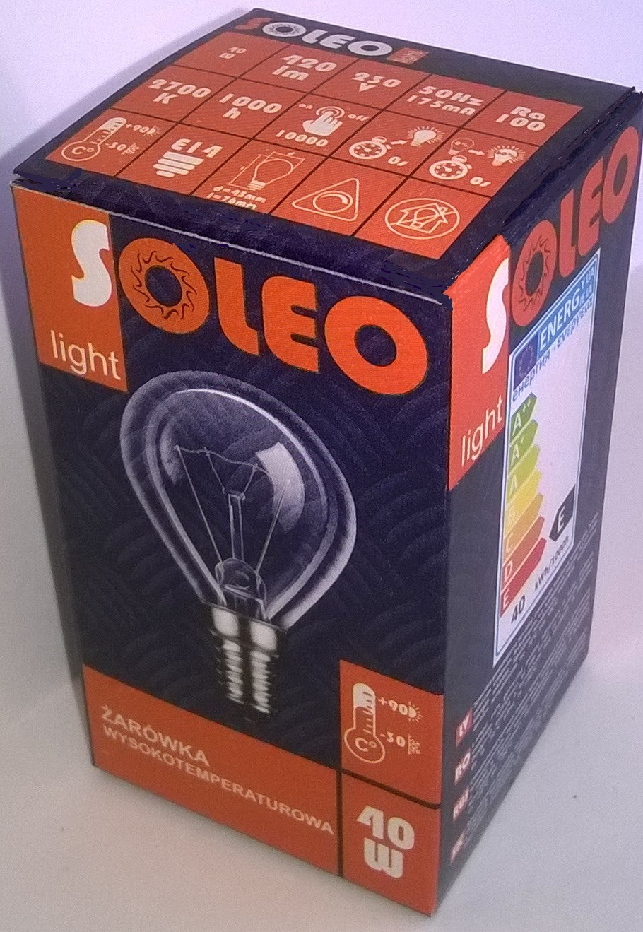 Żarówka wysokotemperaturowa Soleo 40W P45 E14 230V 1000h